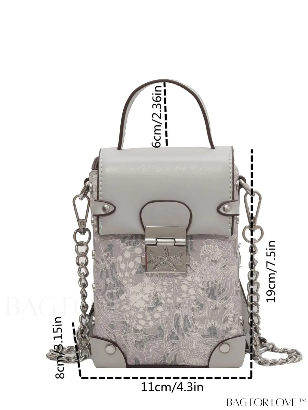 BagForLove - Petite PU Top Handle Square Bag with Stylish Floral Pattern