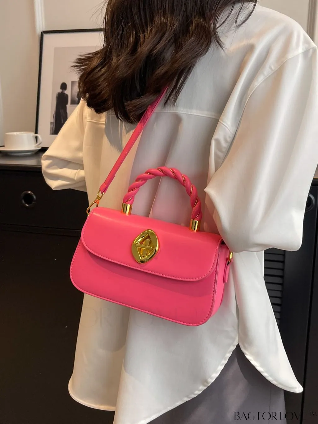 BagForLove - Refined Square Handbag with Secure Twist-lock and Stylish Embellishments