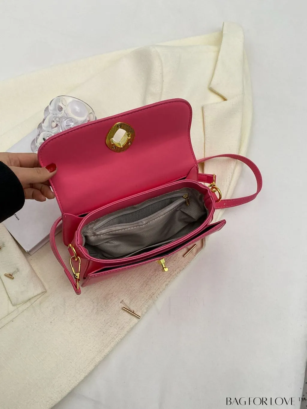 BagForLove - Refined Square Handbag with Secure Twist-lock and Stylish Embellishments