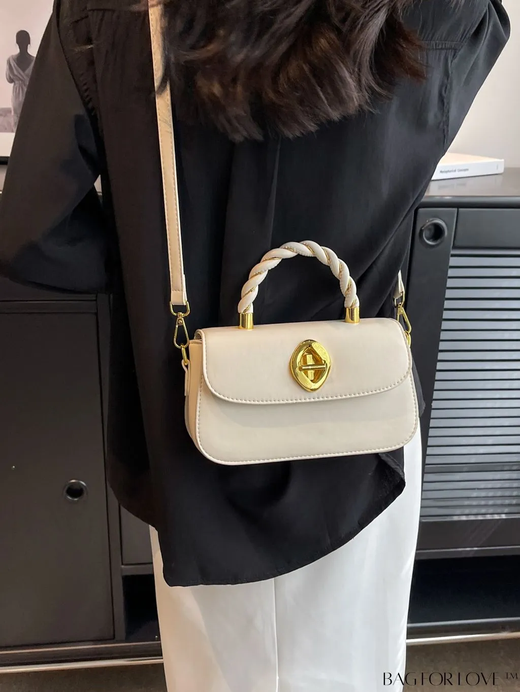 BagForLove - Refined Square Handbag with Secure Twist-lock and Stylish Embellishments
