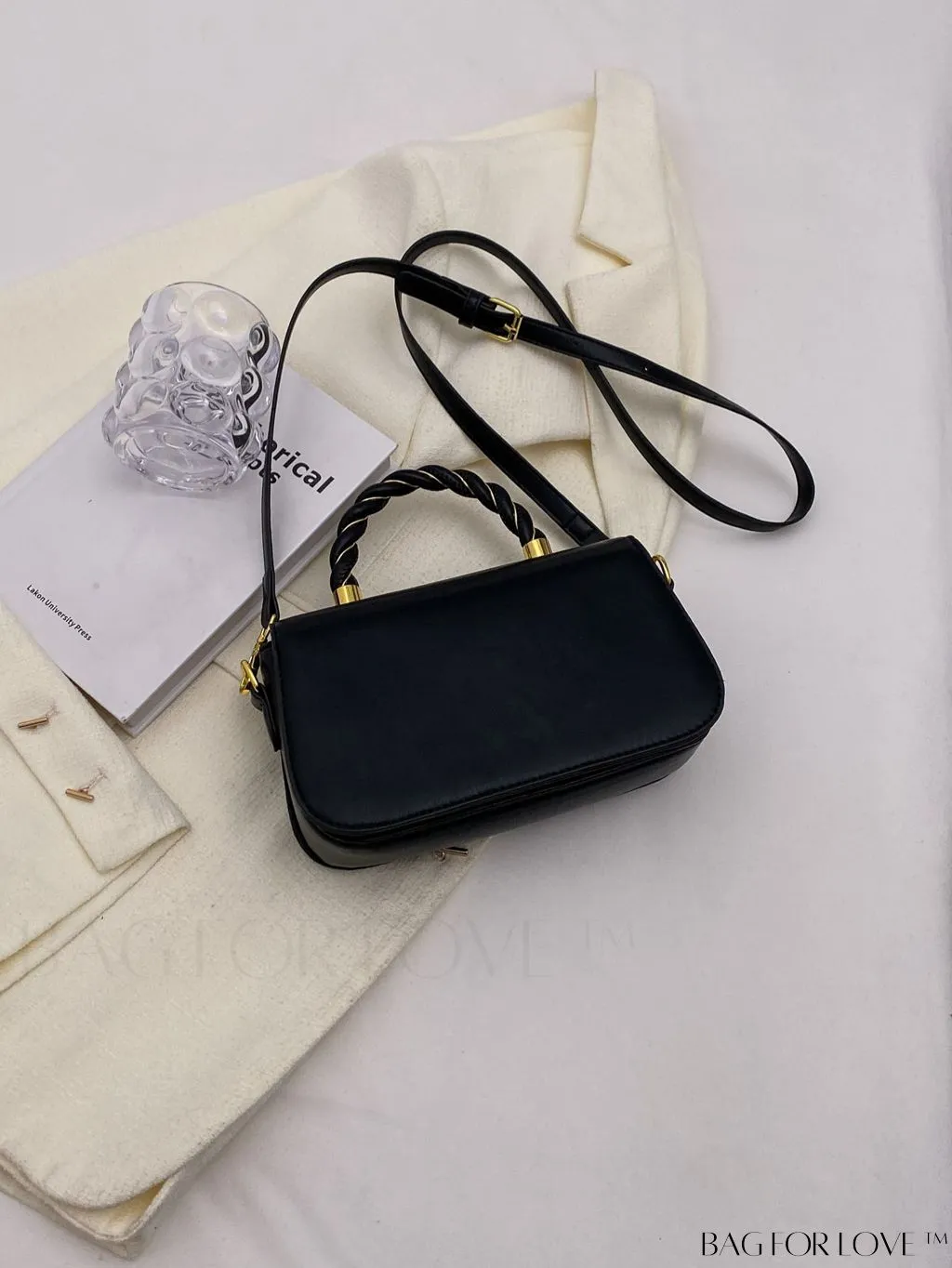 BagForLove - Refined Square Handbag with Secure Twist-lock and Stylish Embellishments