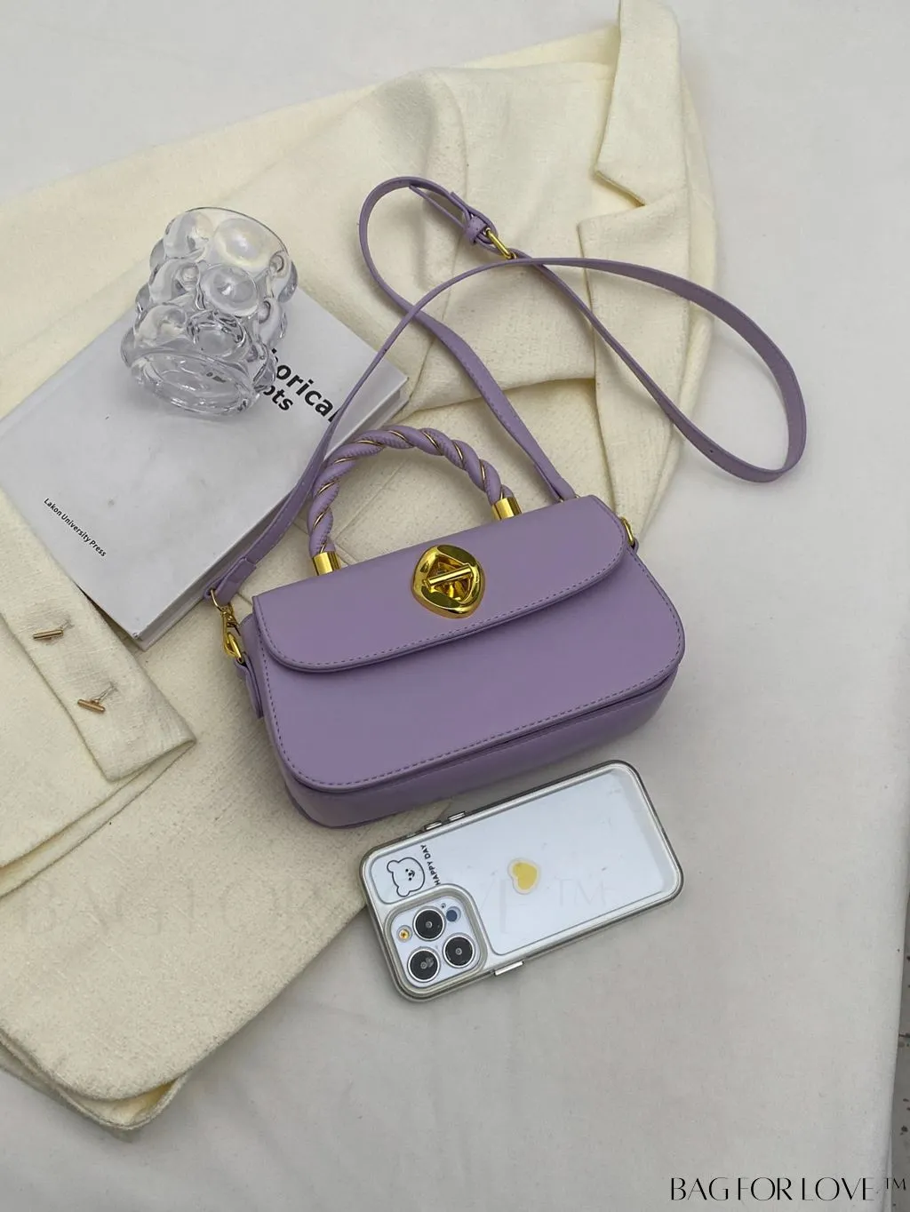BagForLove - Refined Square Handbag with Secure Twist-lock and Stylish Embellishments