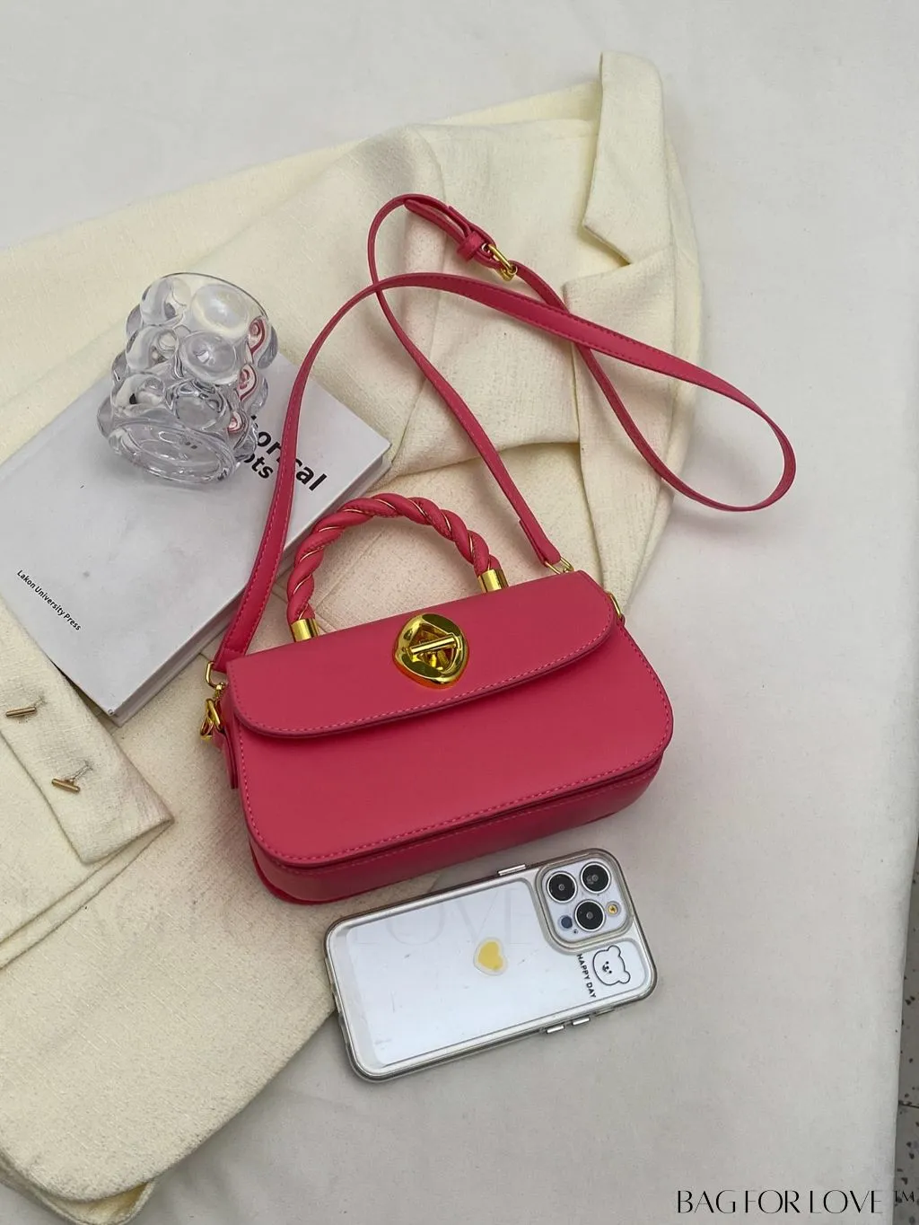BagForLove - Refined Square Handbag with Secure Twist-lock and Stylish Embellishments