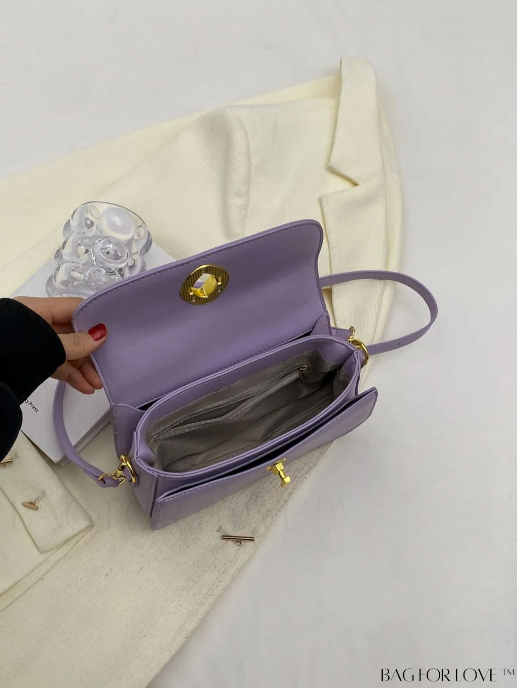 BagForLove - Refined Square Handbag with Secure Twist-lock and Stylish Embellishments
