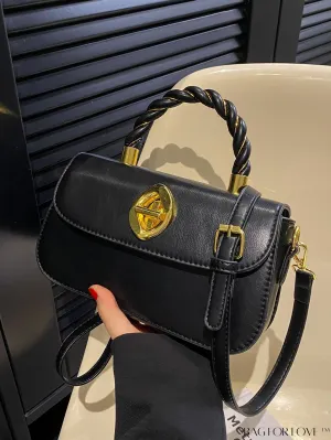BagForLove - Refined Square Handbag with Secure Twist-lock and Stylish Embellishments