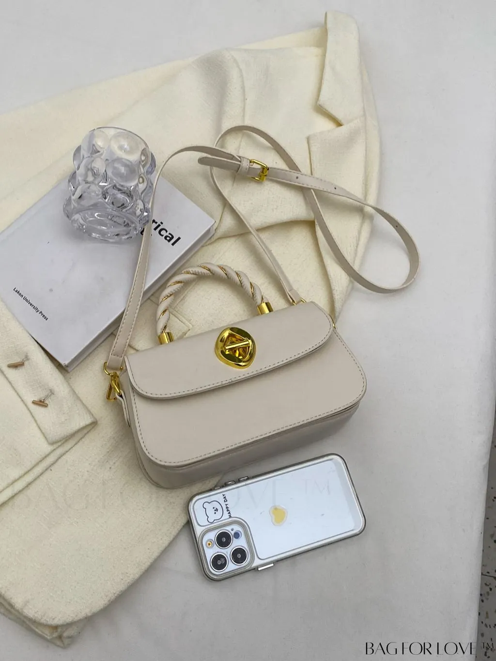BagForLove - Refined Square Handbag with Secure Twist-lock and Stylish Embellishments