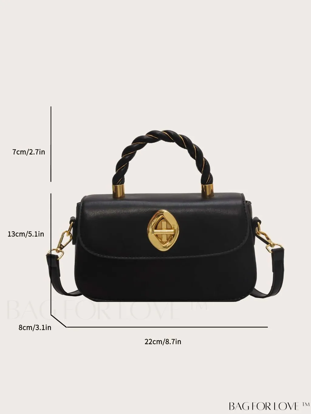 BagForLove - Refined Square Handbag with Secure Twist-lock and Stylish Embellishments
