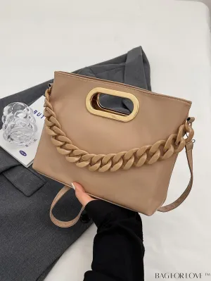 BagForLove - Retro Chain Accent Soft PU Crossbody Bag with Textured Fashion and Decor