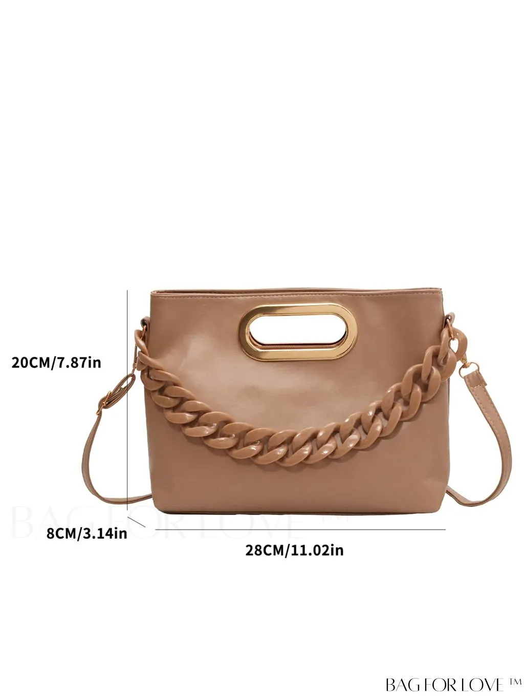 BagForLove - Retro Chain Accent Soft PU Crossbody Bag with Textured Fashion and Decor