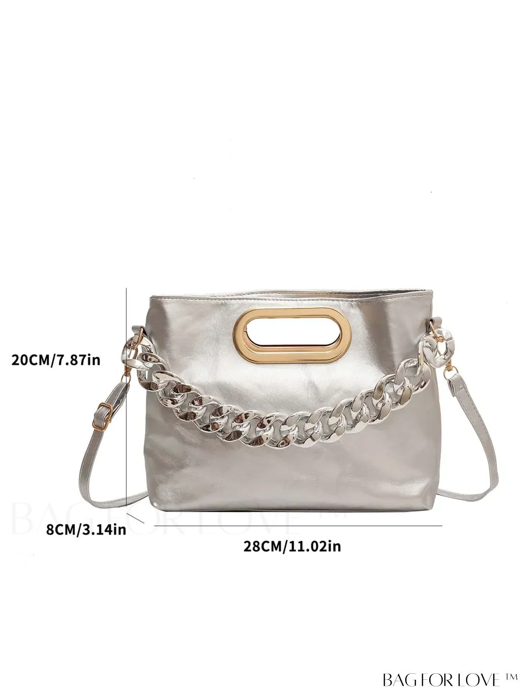 BagForLove - Retro Chain Accent Soft PU Crossbody Bag with Textured Fashion and Decor