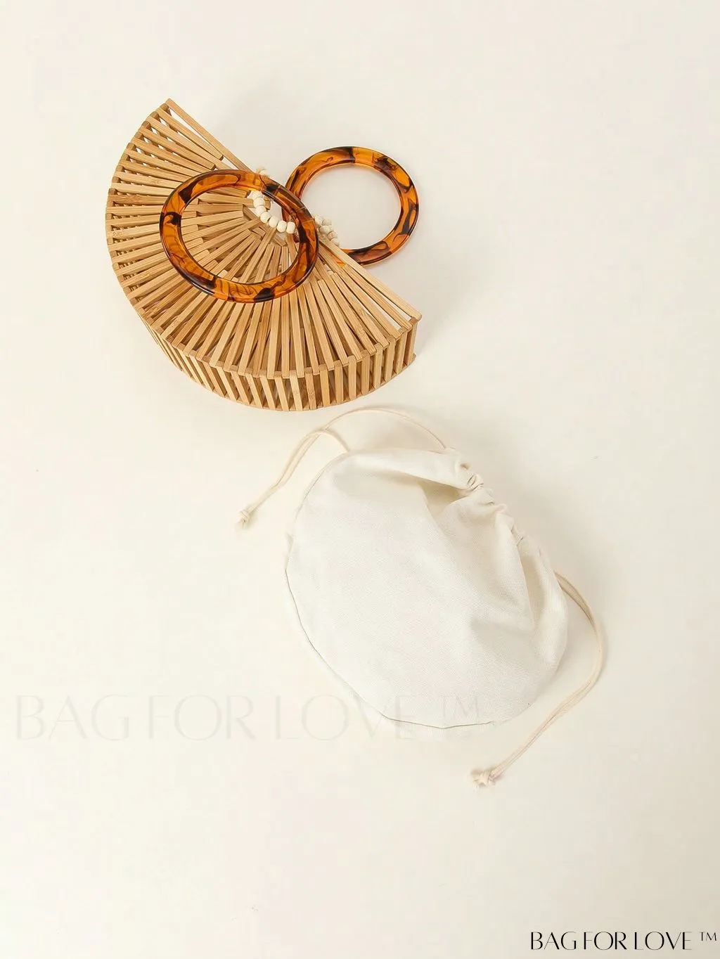 BagForLove - Semi-circle Straw Bag with Ring Handle and Drawstring Detail for Vacation