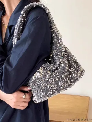 BagForLove - Shimmering Sequin Decor Evening Bag with Drawstring Closure