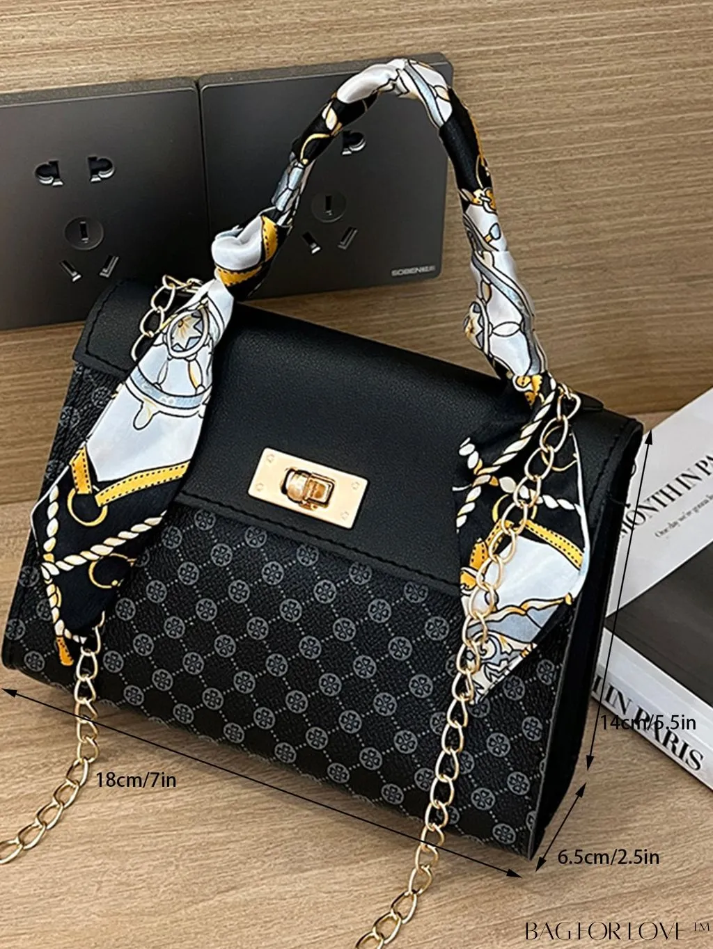 BagForLove - Silk Scarf Decor Chain Shoulder Bag - The Ultimate Fashion Handbag