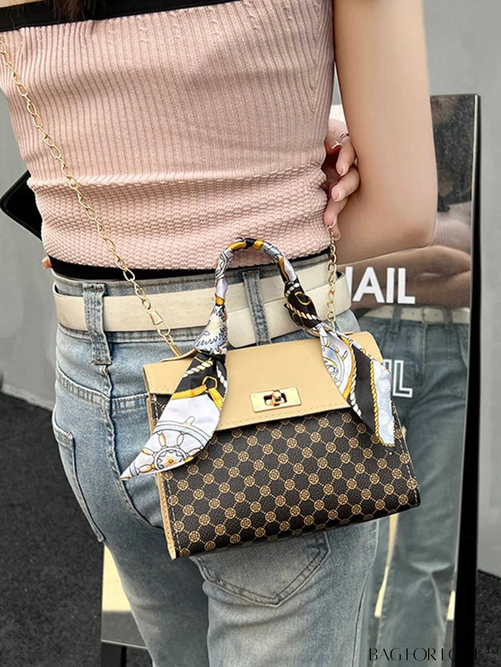 BagForLove - Silk Scarf Decor Chain Shoulder Bag - The Ultimate Fashion Handbag