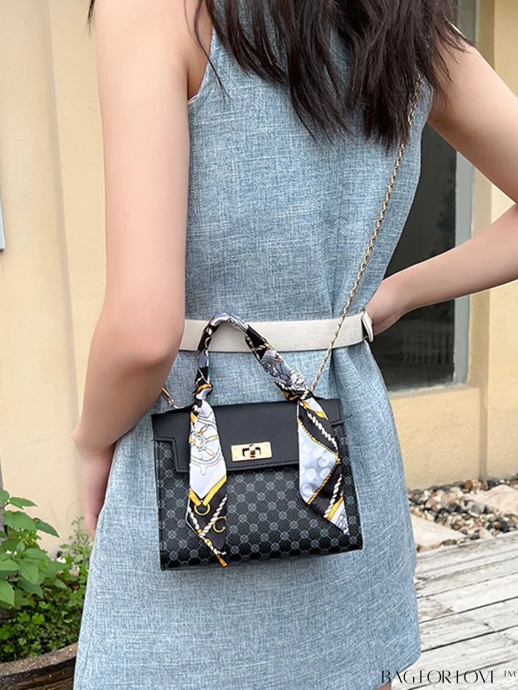 BagForLove - Silk Scarf Decor Chain Shoulder Bag - The Ultimate Fashion Handbag