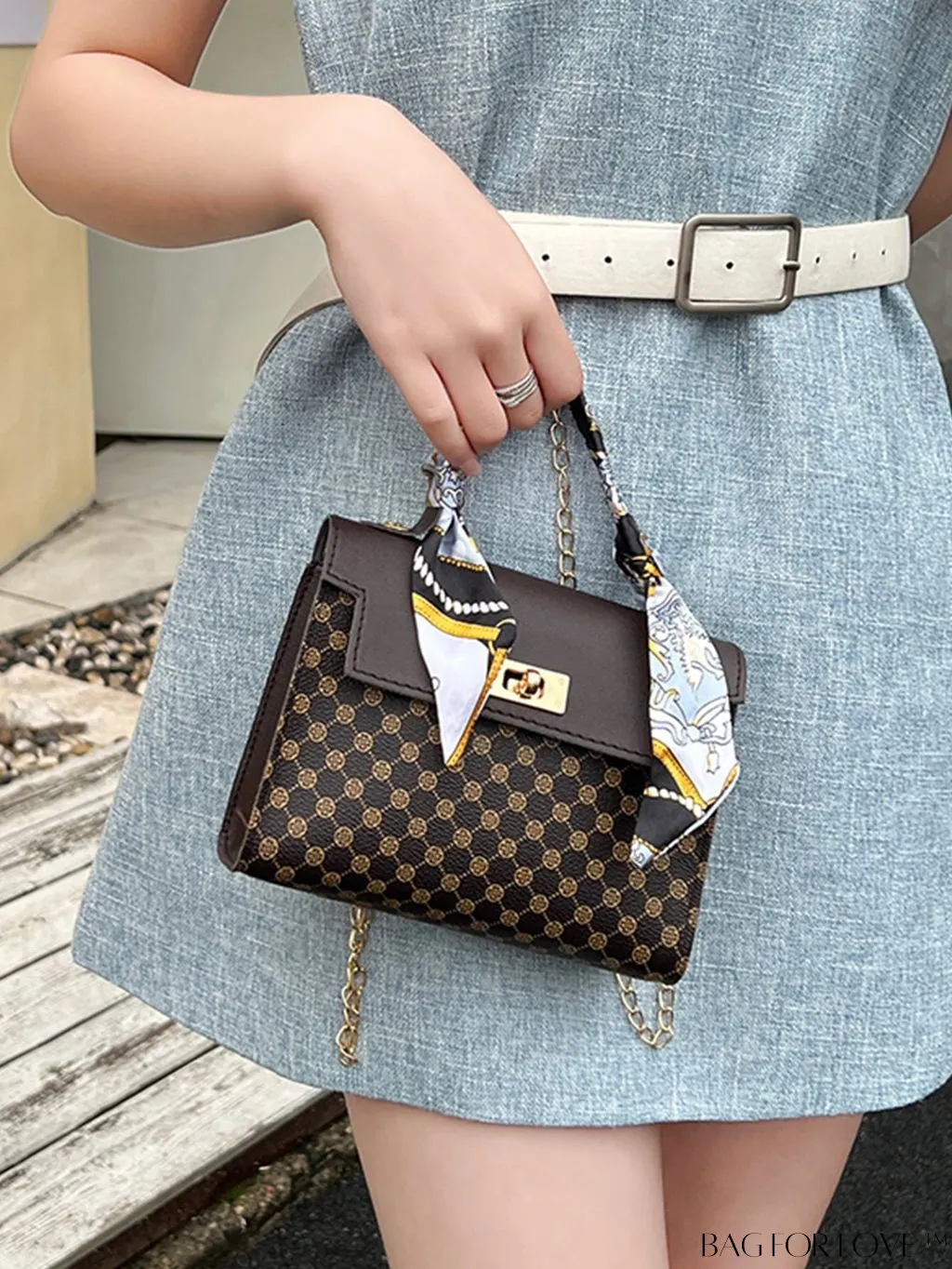 BagForLove - Silk Scarf Decor Chain Shoulder Bag - The Ultimate Fashion Handbag