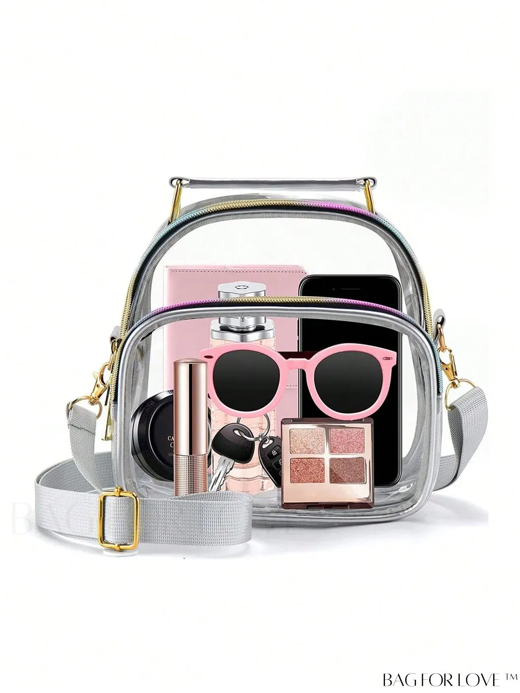 BagForLove - Stadium-Approved Clear Transparent Purse: Crossbody Bag for Women - Ideal for Concerts, Sports, Festivals