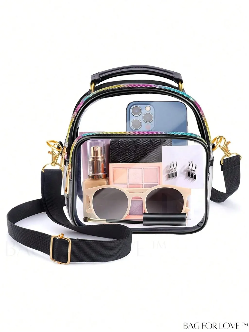 BagForLove - Stadium-Approved Clear Transparent Purse: Crossbody Bag for Women - Ideal for Concerts, Sports, Festivals
