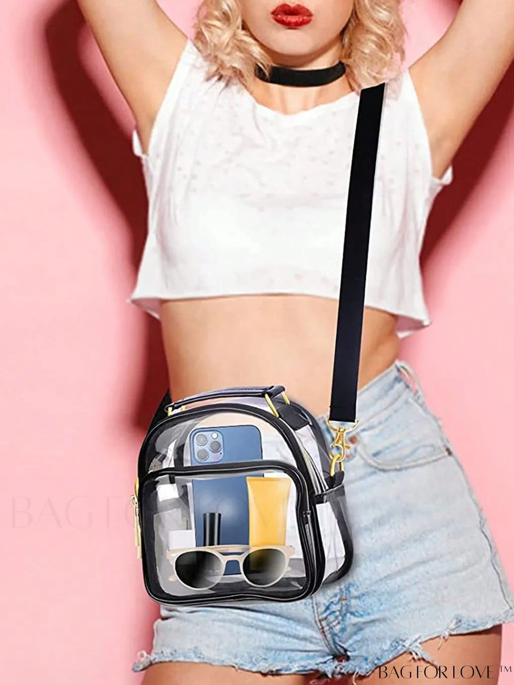 BagForLove - Stadium-Approved Clear Transparent Purse: Crossbody Bag for Women - Ideal for Concerts, Sports, Festivals