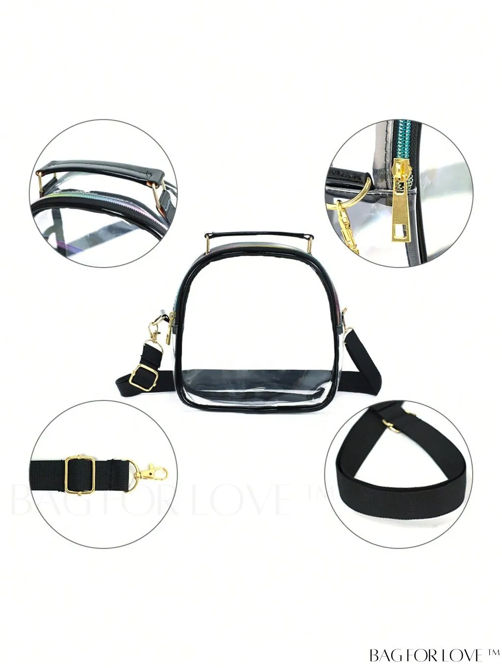 BagForLove - Stadium-Approved Clear Transparent Purse: Crossbody Bag for Women - Ideal for Concerts, Sports, Festivals