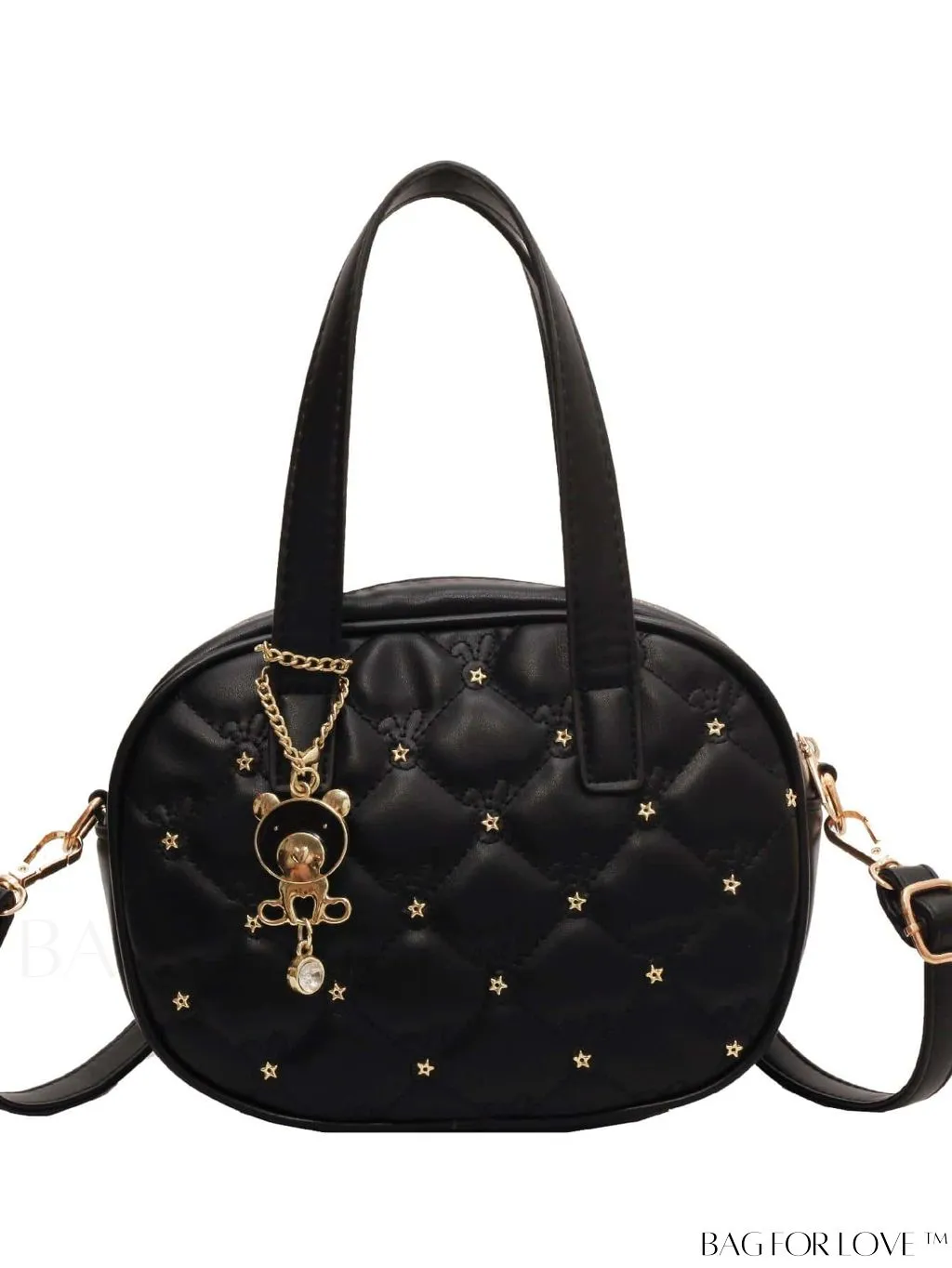 BagForLove - Stylish Beige PU Leather Handbag with Diamond Stitching and Elegant Pendant