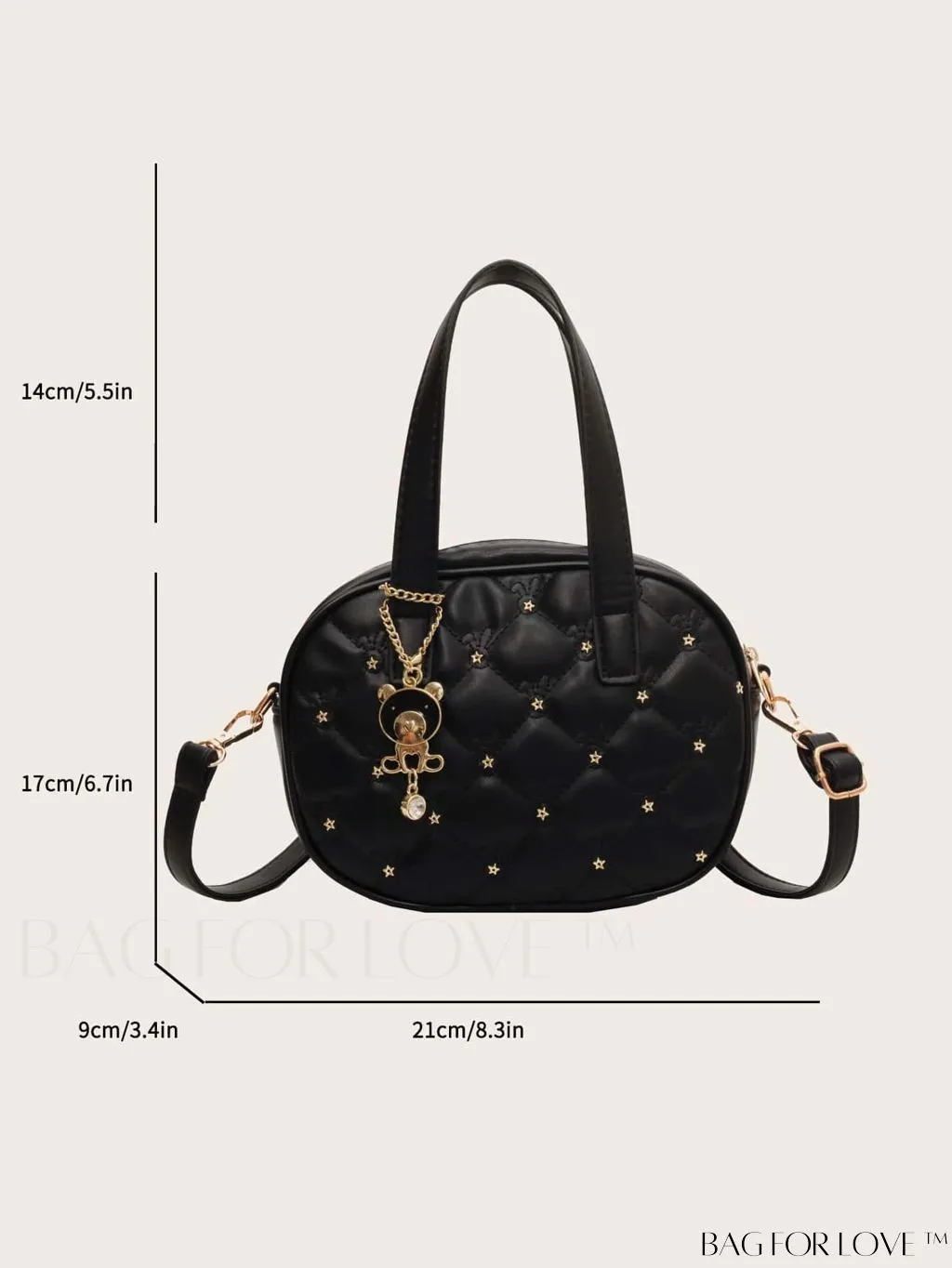BagForLove - Stylish Beige PU Leather Handbag with Diamond Stitching and Elegant Pendant