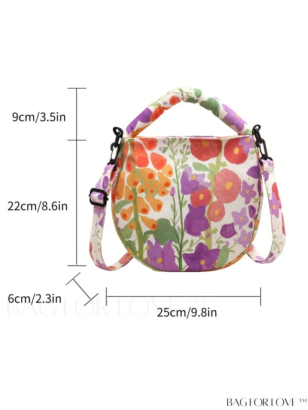 BagForLove - Stylish Canvas Hobo Bag with Polka Dot Pattern and Zipper Closure