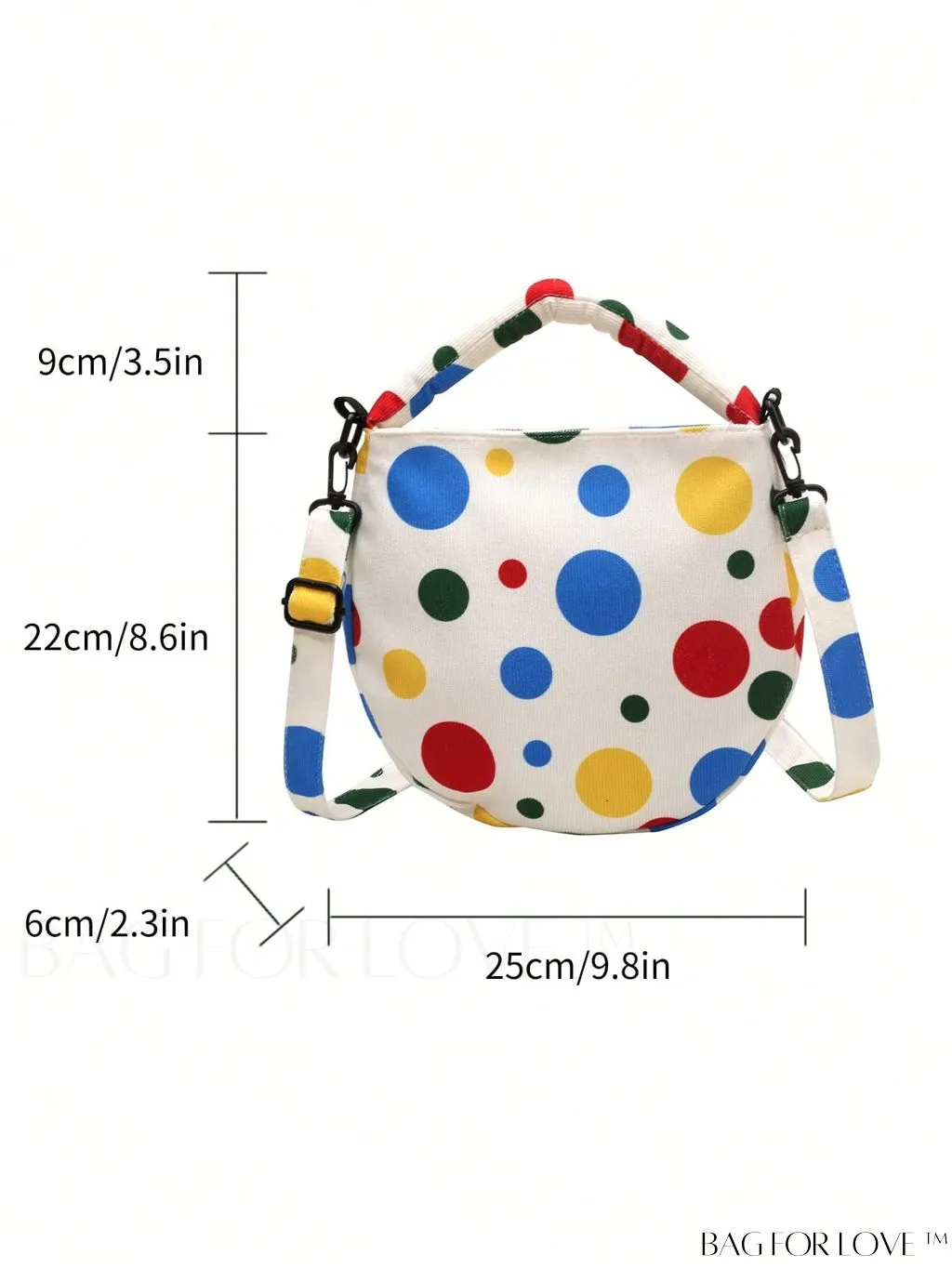 BagForLove - Stylish Canvas Hobo Bag with Polka Dot Pattern and Zipper Closure