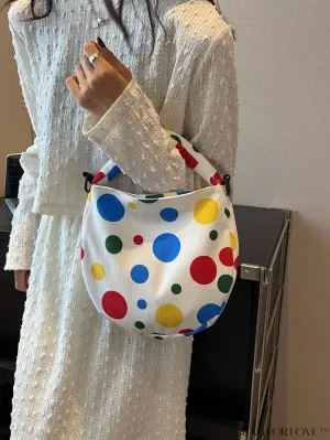 BagForLove - Stylish Canvas Hobo Bag with Polka Dot Pattern and Zipper Closure