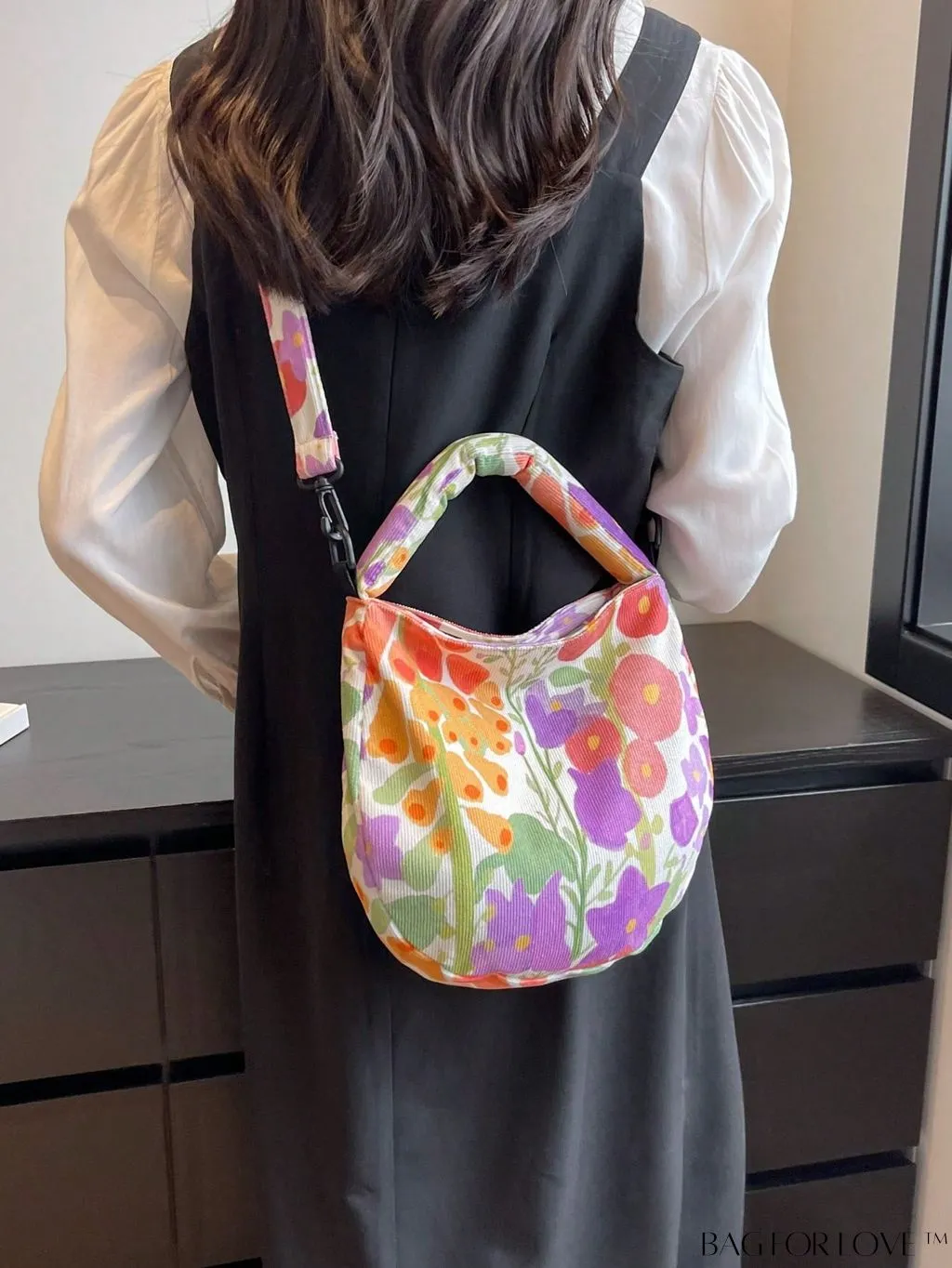 BagForLove - Stylish Canvas Hobo Bag with Polka Dot Pattern and Zipper Closure