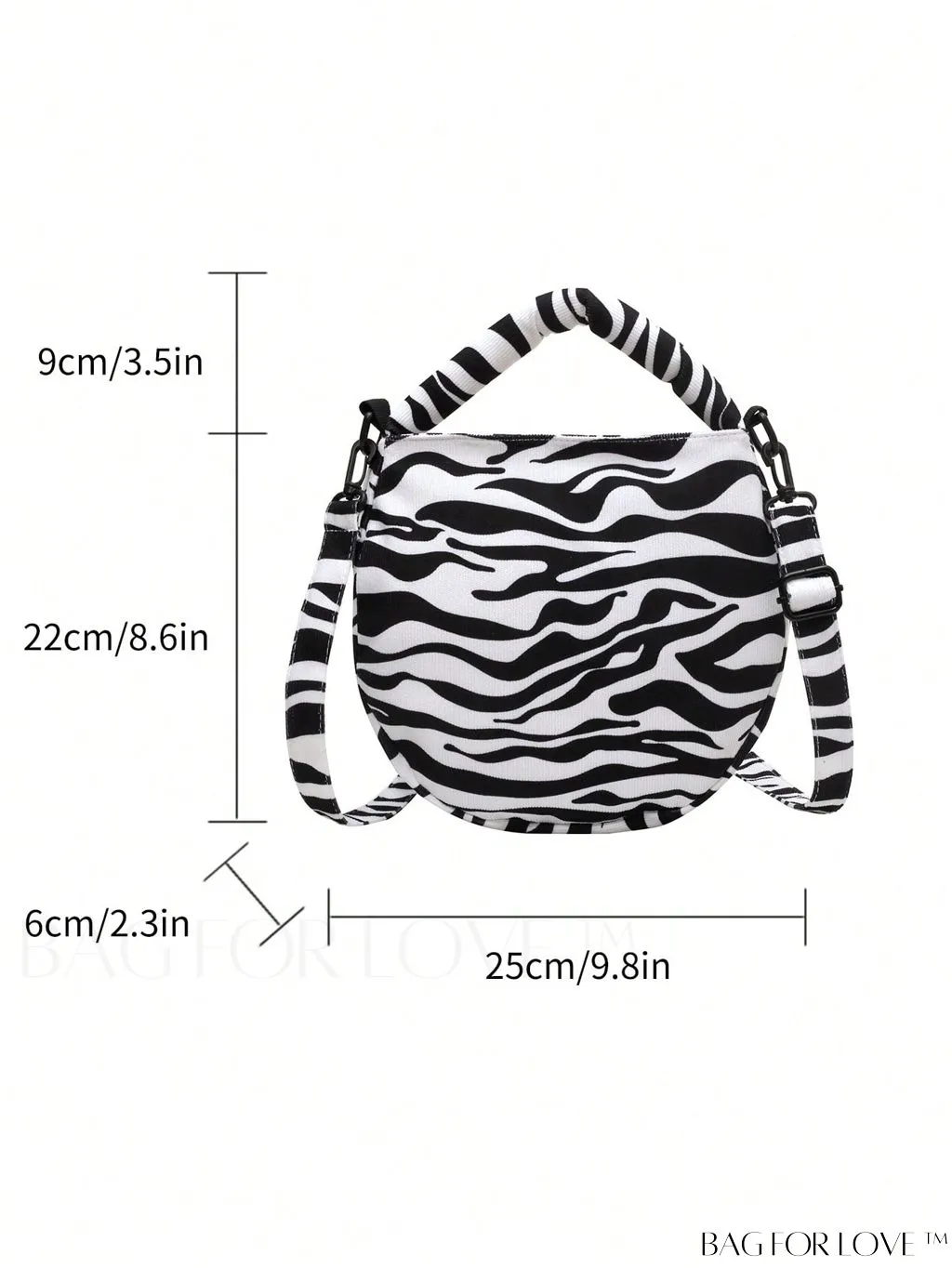 BagForLove - Stylish Canvas Hobo Bag with Polka Dot Pattern and Zipper Closure