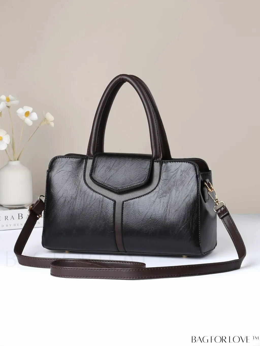 BagForLove - Stylish Color Block Womens Tote Bag in Elegant PU Leather