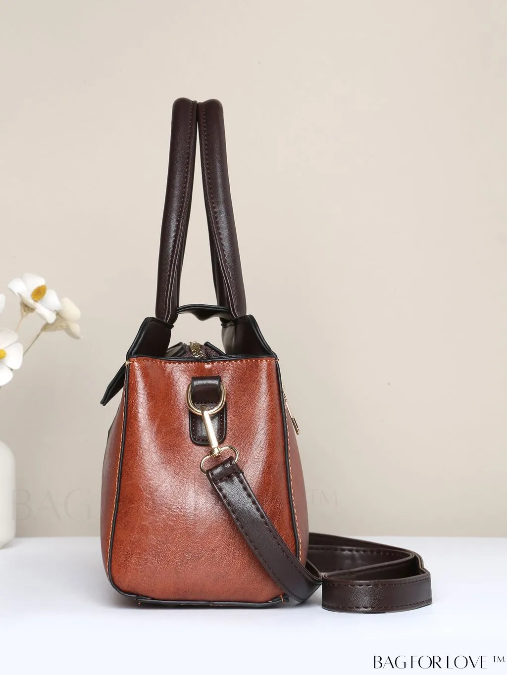 BagForLove - Stylish Color Block Womens Tote Bag in Elegant PU Leather