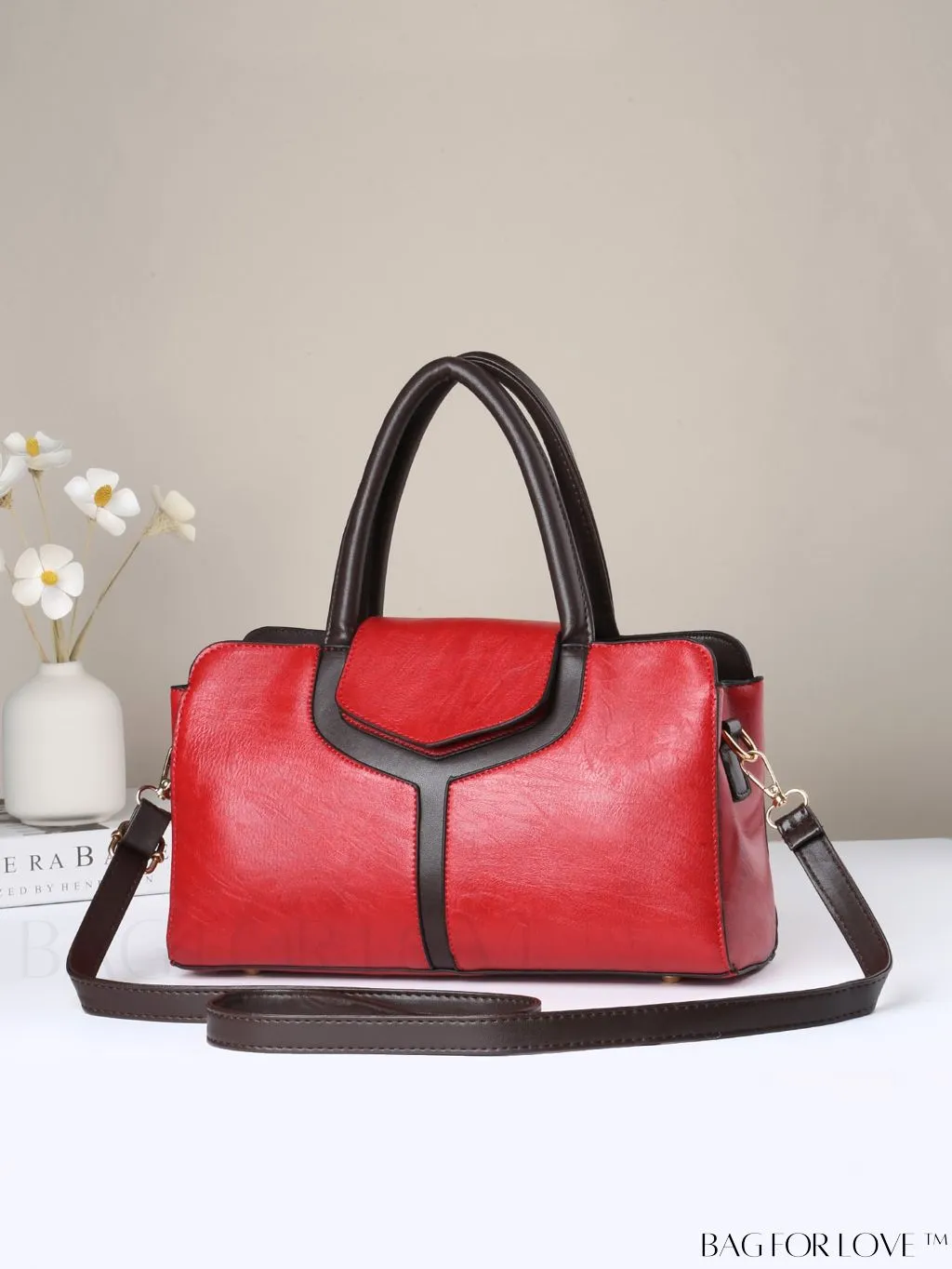 BagForLove - Stylish Color Block Womens Tote Bag in Elegant PU Leather