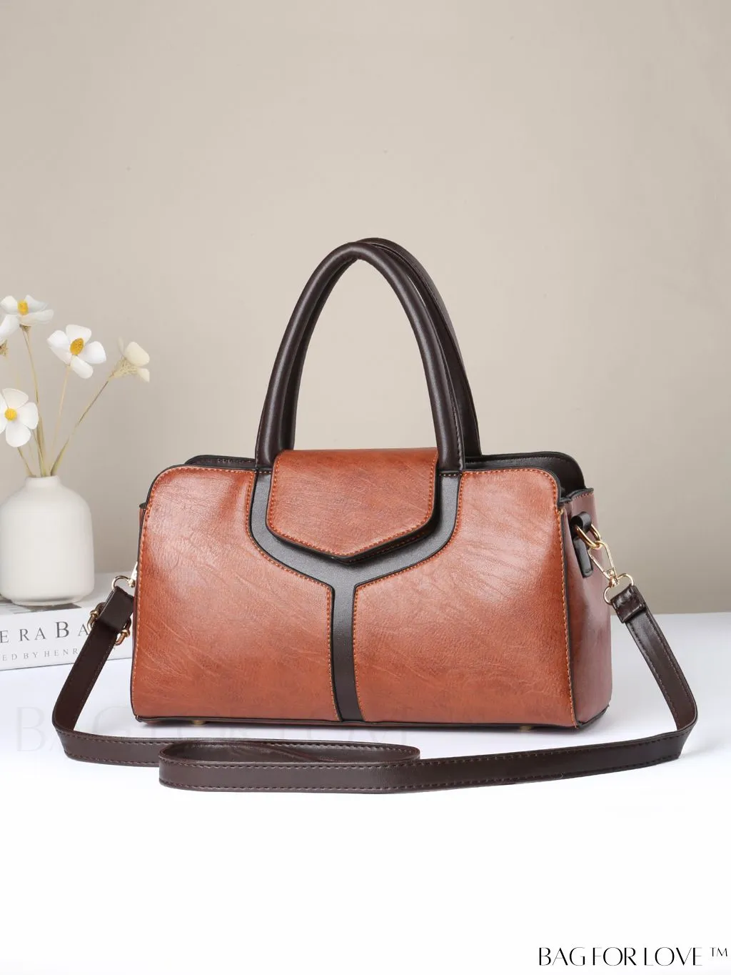 BagForLove - Stylish Color Block Womens Tote Bag in Elegant PU Leather