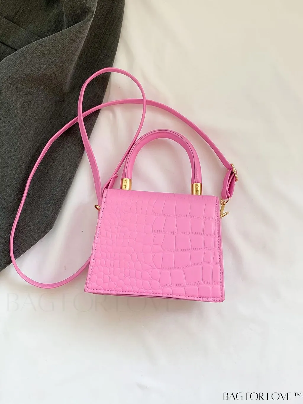 BagForLove - Stylish Compact PU Handbag with Flap Design - Mini Square