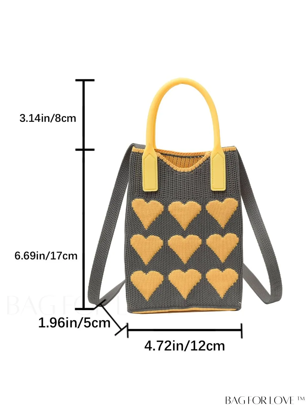 BagForLove - Stylish Crochet Love Heart Pattern Handbag with Mobile Phone Bag for Women