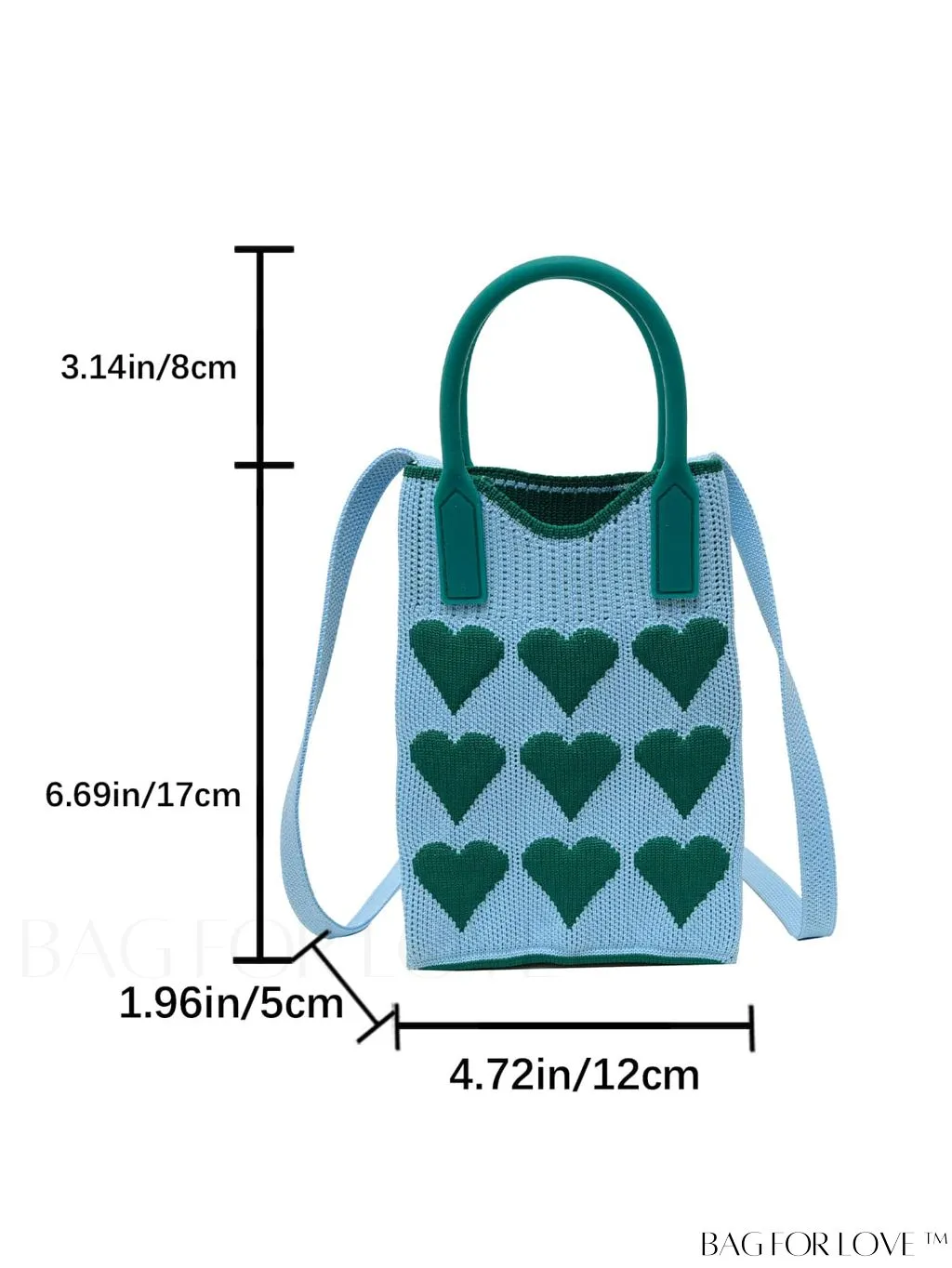 BagForLove - Stylish Crochet Love Heart Pattern Handbag with Mobile Phone Bag for Women