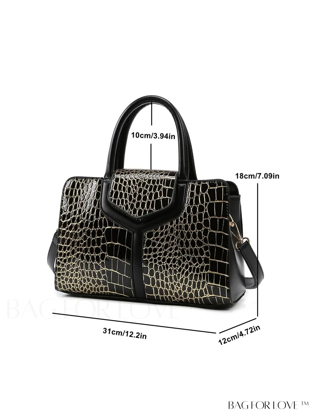 BagForLove - Stylish Crocodile Pattern Handbag: Fashionable, Spacious, and Versatile Crossbody Purse
