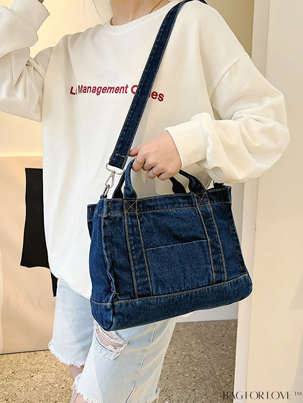 BagForLove - Stylish Denim Tote for Women - Casual Fashion Handbag with Shoulder Strap