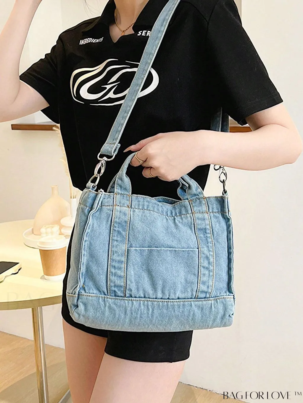 BagForLove - Stylish Denim Tote for Women - Casual Fashion Handbag with Shoulder Strap