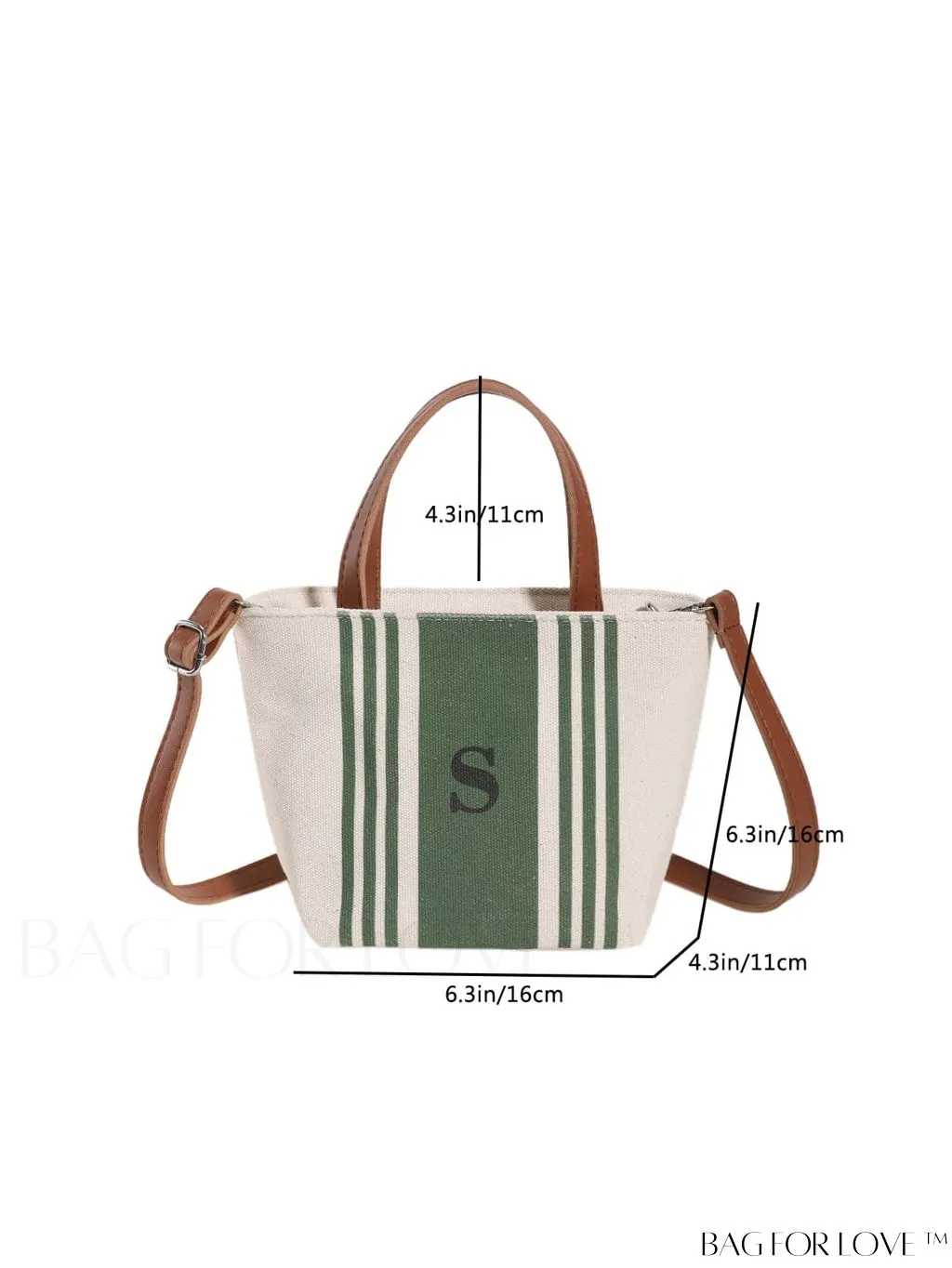 BagForLove - Stylish Dual Handle Bucket Bag with Letter & Striped Pattern