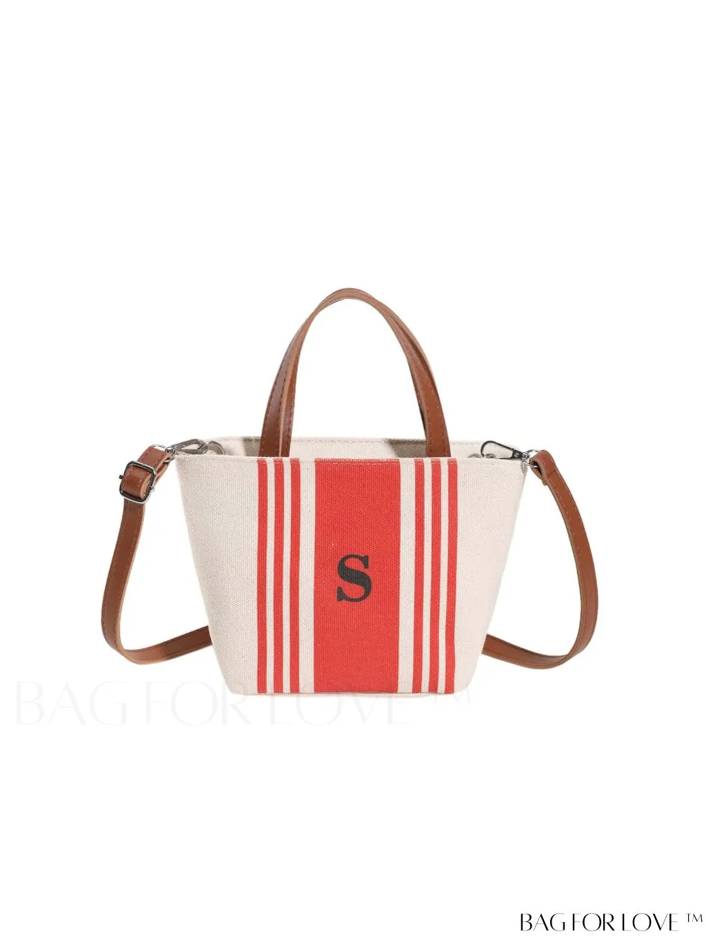 BagForLove - Stylish Dual Handle Bucket Bag with Letter & Striped Pattern