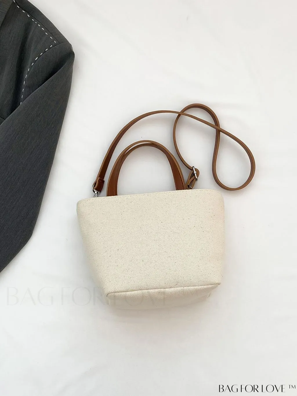 BagForLove - Stylish Dual Handle Bucket Bag with Letter & Striped Pattern