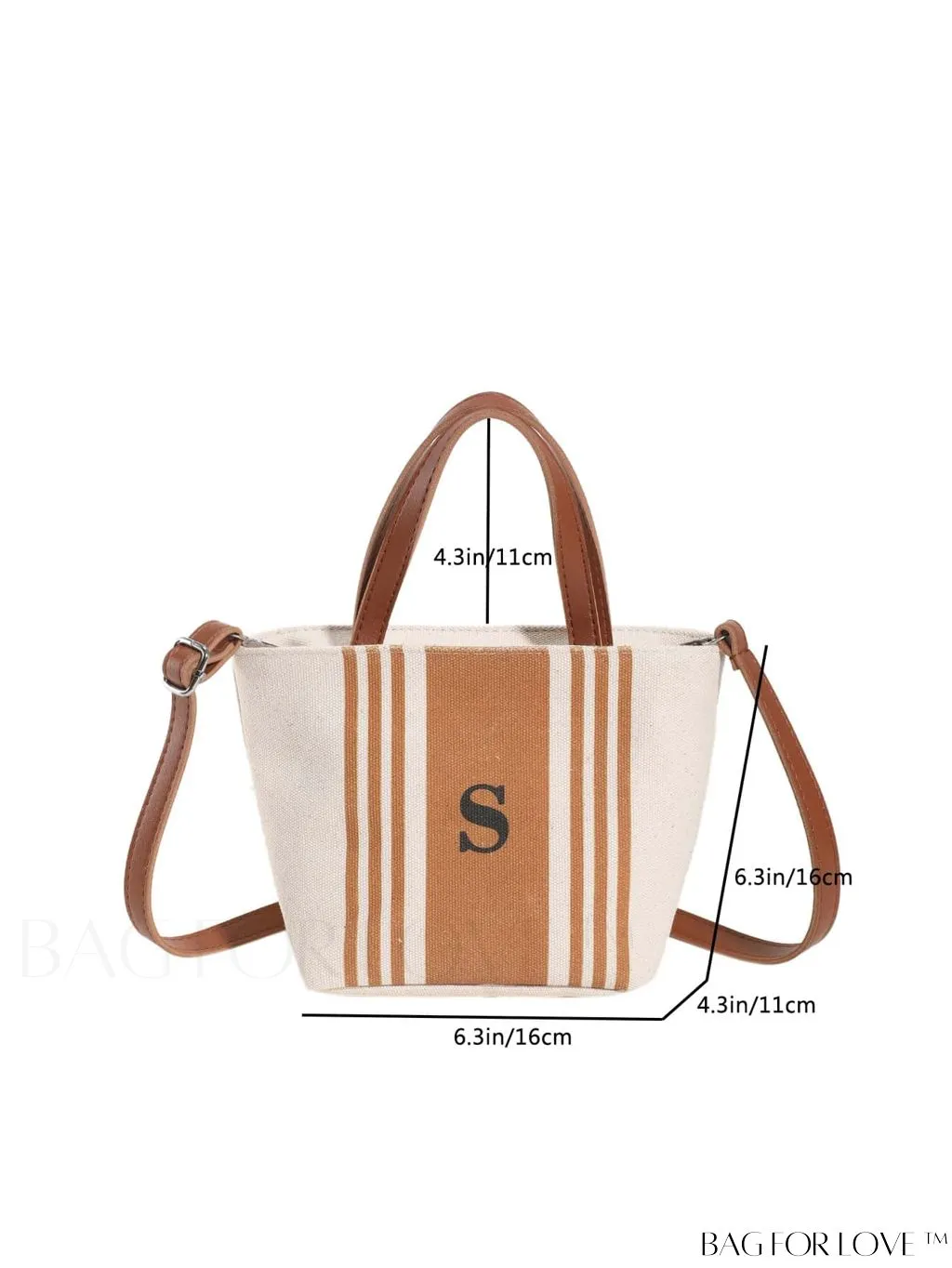 BagForLove - Stylish Dual Handle Bucket Bag with Letter & Striped Pattern