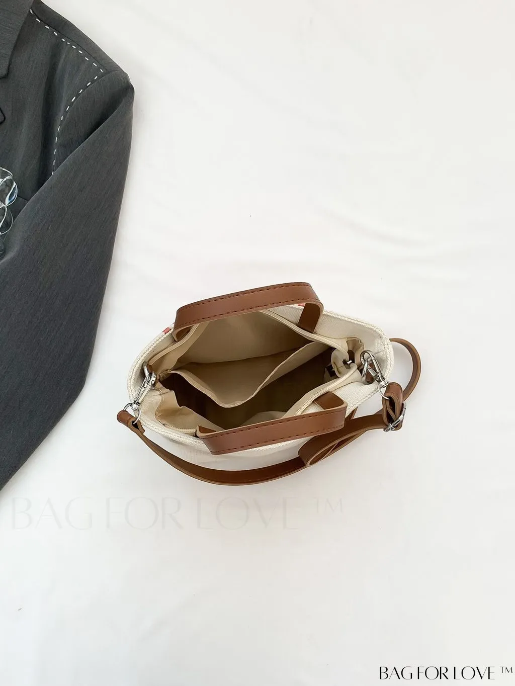 BagForLove - Stylish Dual Handle Bucket Bag with Letter & Striped Pattern