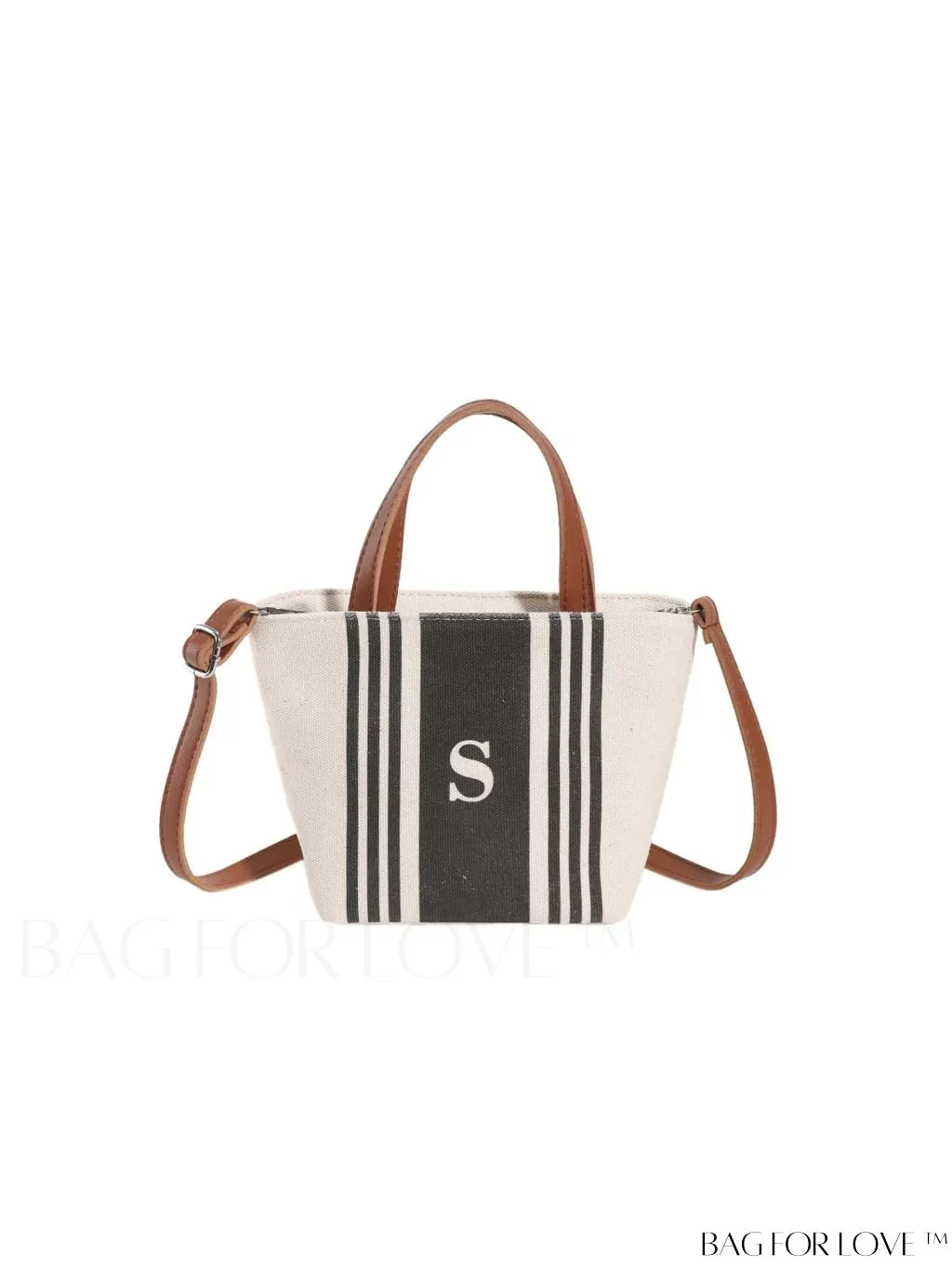 BagForLove - Stylish Dual Handle Bucket Bag with Letter & Striped Pattern
