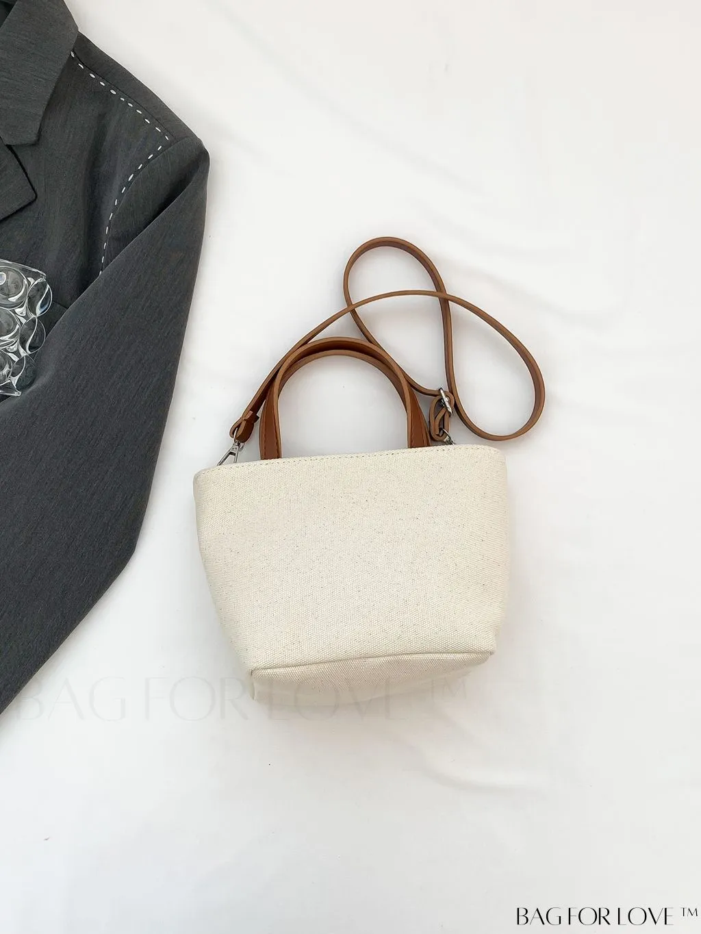 BagForLove - Stylish Dual Handle Bucket Bag with Letter & Striped Pattern