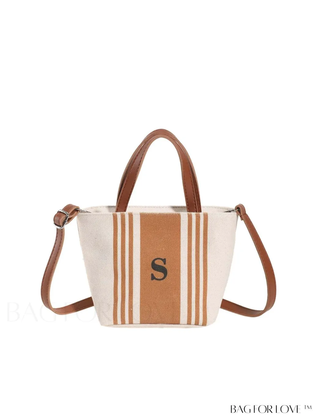 BagForLove - Stylish Dual Handle Bucket Bag with Letter & Striped Pattern