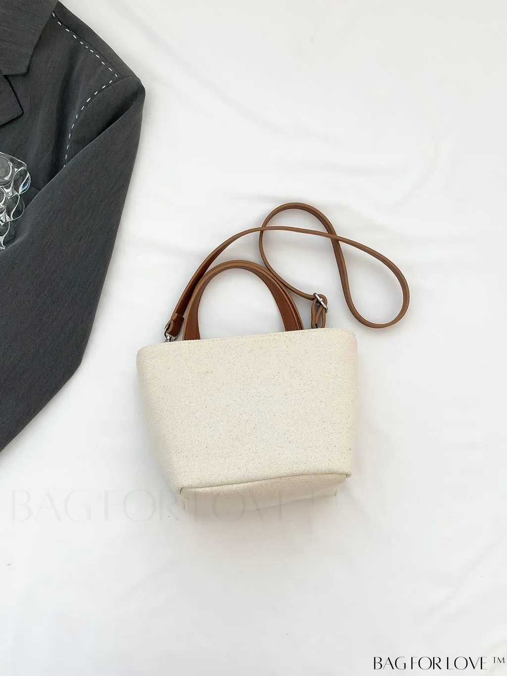 BagForLove - Stylish Dual Handle Bucket Bag with Letter & Striped Pattern